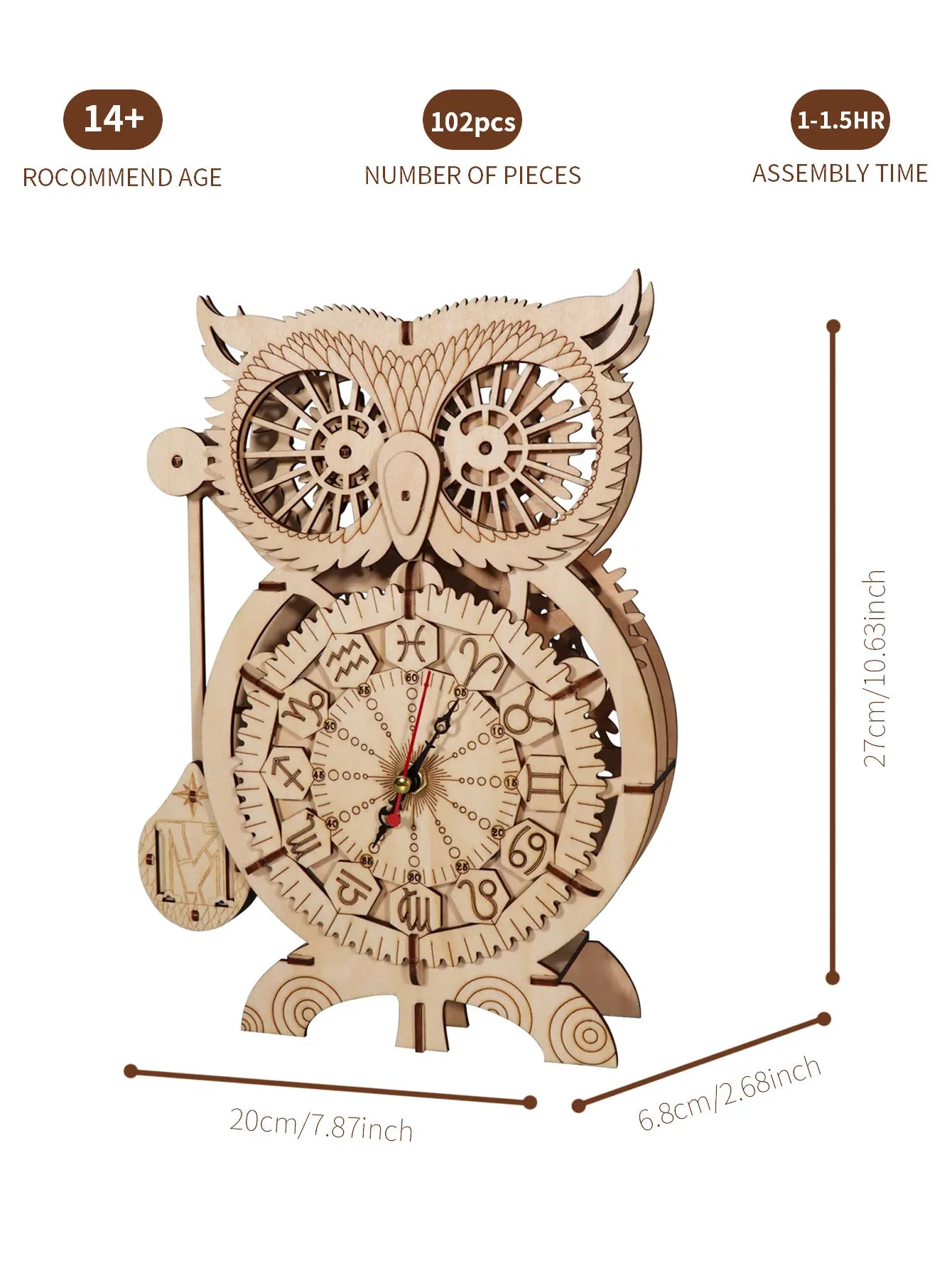 The Owl Clock - Wooden Model Kit